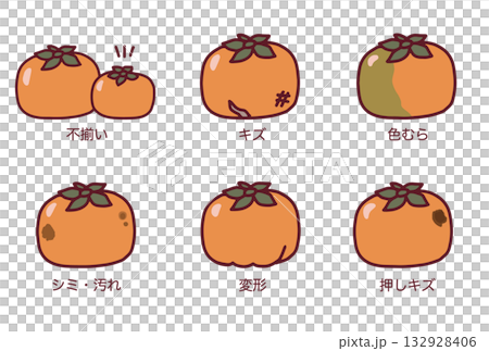 規格外の柿のイラストと説明 132928406