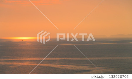beautiful view of golden sea and sky in the evening, natural background 132928705