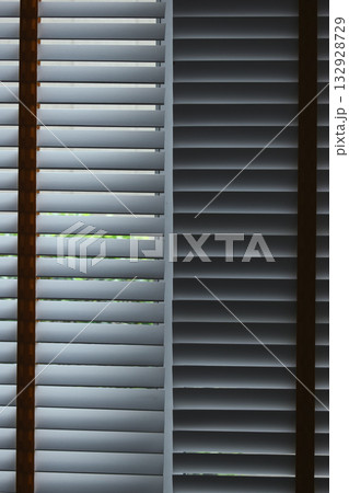 white window blinds in home, object for decorate interior of house white window blinds in home, object for decorate interior of house 132928729
