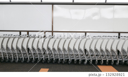 white trolley cart in airport for tourist white trolley cart in airport for tourist 132928921