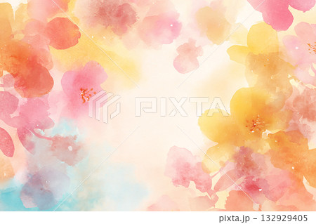 ふんわり花の水彩抽象背景 春色パステルのフラワーテクスチャデザイン ふんわり花の水彩抽象背景 春色パステルのフラワーテクスチャデザイン 132929405