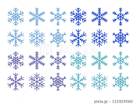 シンプルな雪の結晶のイラスト素材 ブルー ベクター セット 132929560