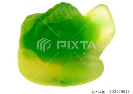 Pile of Green fish Jelly Gummy Candies Isolated on White Background 132930082