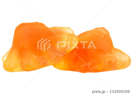 Orange Squid Jelly Gummy Candy Isolated on White Background 132930109