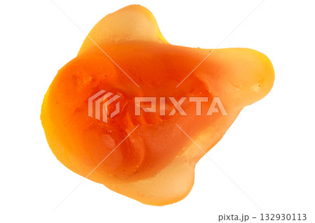 Pile of Orange Fish Jelly Gummy Candies Isolated on White Background 132930113