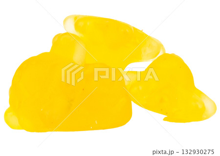 Pile of Yellow Jelly Gummy Candies Isolated on White Background Pile of Yellow Jelly Gummy Candies Isolated on White Background 132930275