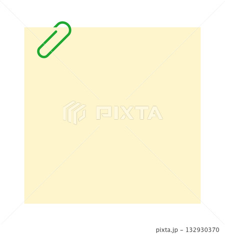 緑のクリップ付き黄色いメモ用紙 緑のクリップ付き黄色いメモ用紙 132930370
