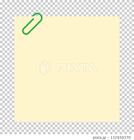 緑のクリップ付き黄色いメモ用紙 緑のクリップ付き黄色いメモ用紙 132930370