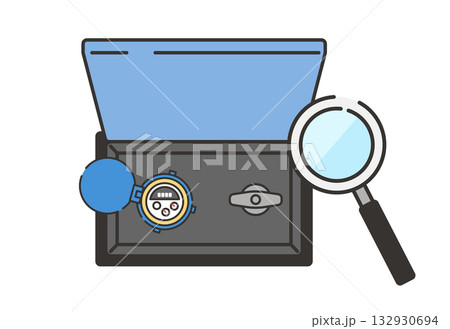 水道メーターボックスを確認するイラスト 132930694