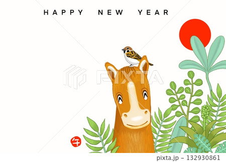 午年年賀状 午 午年 年賀状素材 イラスト 午年年賀状 午 午年 年賀状素材 イラスト 132930861
