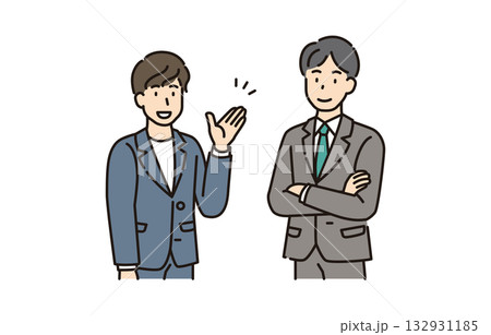 ビジネスマン　会話　話す 132931185