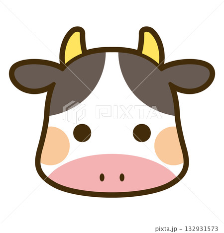 かわいい牛の顔アイコン 132931573