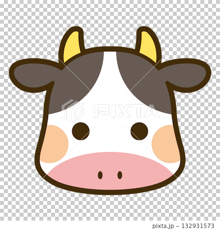 かわいい牛の顔アイコン 132931573