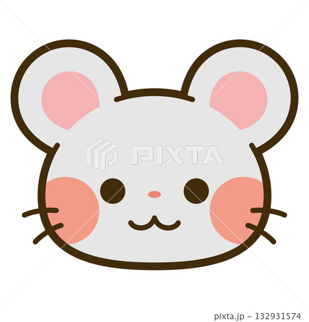 かわいいネズミの顔アイコン 132931574