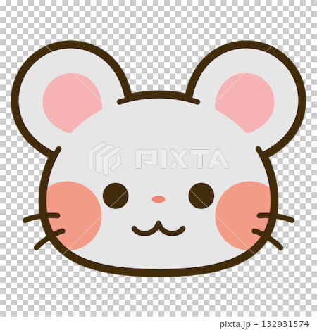 かわいいネズミの顔アイコン 132931574