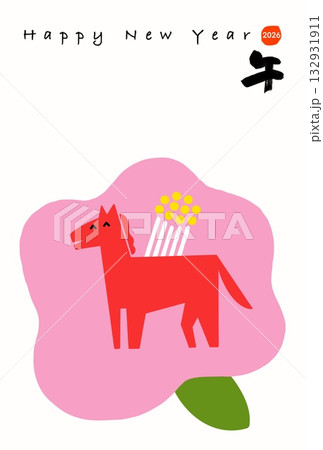 午年年賀状 午年 午 年賀状素材 イラスト 午年年賀状 午年 午 年賀状素材 イラスト 132931911