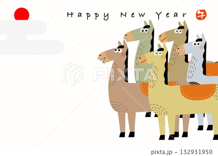午年年賀状 午年 午 年賀状素材 イラスト 午年年賀状 午年 午 年賀状素材 イラスト 132931950