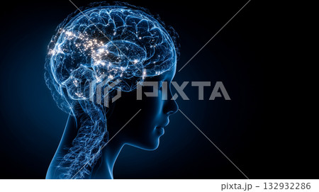 未来知性を可視化したデジタル脳構造 132932286