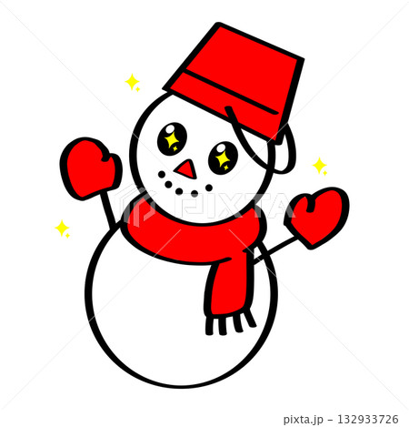 目を輝かせる雪だるま 132933726