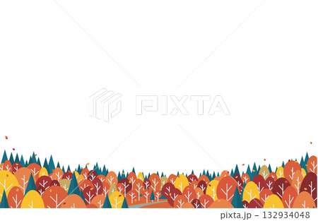 カラフルな紅葉の森のデザイン素材 カラフルな紅葉の森のデザイン素材 132934048