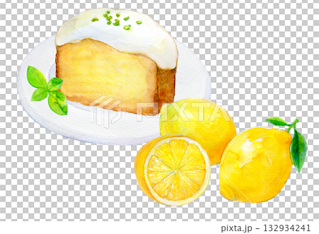 水彩イラスト 手描きイラスト レモンケーキ 水彩イラスト 手描きイラスト レモンケーキ 132934241