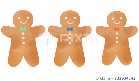 三つのジンジャーマン 水彩風イラスト 三つのジンジャーマン 水彩風イラスト 132934242