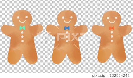 三つのジンジャーマン 水彩風イラスト 三つのジンジャーマン 水彩風イラスト 132934242