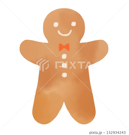 笑顔のジンジャーマン　水彩風イラスト 132934243