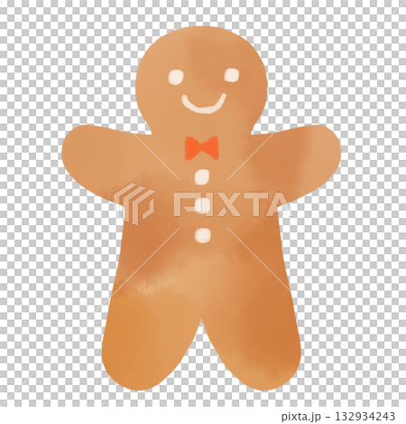 笑顔のジンジャーマン　水彩風イラスト 132934243