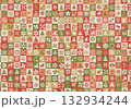 市松模様の和洋折衷クリスマス千代紙テクスチャ 132934244