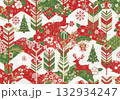 矢絣模様の和洋折衷クリスマス千代紙テクスチャ 132934247