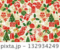 格子模様の和洋折衷クリスマス千代紙テクスチャ 132934249