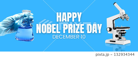 Blue background with flask, microscope, and text Blue background with flask, microscope, and text 132934344