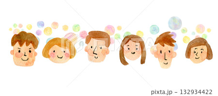 水彩イラスト　手描きイラスト　人物イラスト 132934422