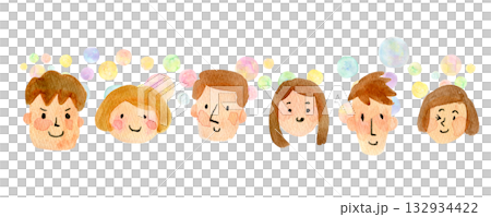 水彩イラスト　手描きイラスト　人物イラスト 132934422