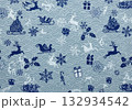 青海波模様の和洋折衷クリスマス千代紙テクスチャ 青系 132934542