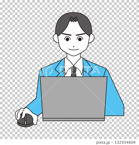 插畫素材：一名男子正在使用筆記型電腦 132934609