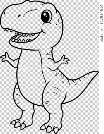 cartoon dinosaur with horns 132934614