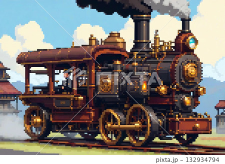 ピクセルアート風の乗り物 132934794