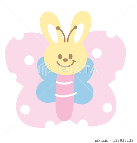 Cute illustration of bunny with butterfly wings for animal decoration, insect, rabbit cartoon, happy easter, pet shop, vet, characters, comic, mascot, patch, brooch, plush toy, kid doll, nature, zoo Cute illustration of bunny with butterfly wings for animal decoration, insect, rabbit cartoon, happy easter, pet shop, vet, characters, comic, mascot, patch, brooch, plush toy, kid doll, nature, zoo 132935132