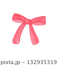 Set of hand-drawn watercolor bows and ribbons. Colored decorative bows for cards , decor 132935319