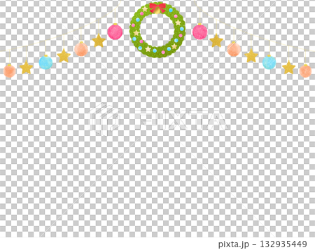 クリスマスリースとオーナメントのガーランドのイラスト 132935449