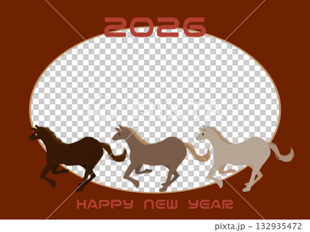 馬の年賀状2026 フォトフレーム 132935472