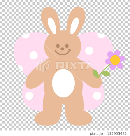 Cute illustration of bunny with butterfly wings for animal decoration, insect, rabbit cartoon, happy easter, pet shop, vet, characters, comic, mascot, patch, brooch, plush toy, kid doll, nature, zoo Cute illustration of bunny with butterfly wings for animal decoration, insect, rabbit cartoon, happy easter, pet shop, vet, characters, comic, mascot, patch, brooch, plush toy, kid doll, nature, zoo 132935481