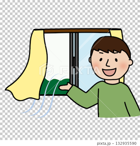 A man who opens a window and ventilates A man who opens a window and ventilates 132935590