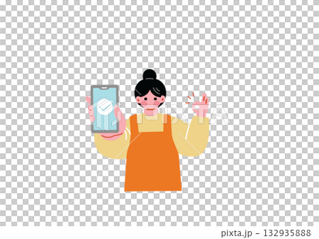 家庭主婦正在操作智慧型手機 132935888