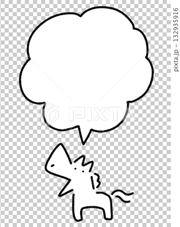 Smiling horse and speech bubble text space frame monochrome Smiling horse and speech bubble text space frame monochrome 132935916