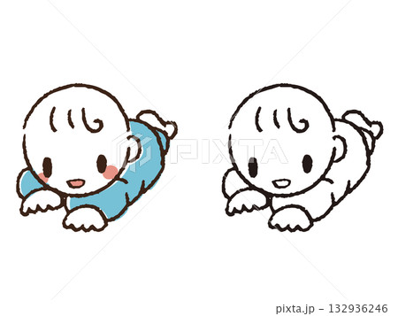 手描きのずり這い赤ちゃん 132936246