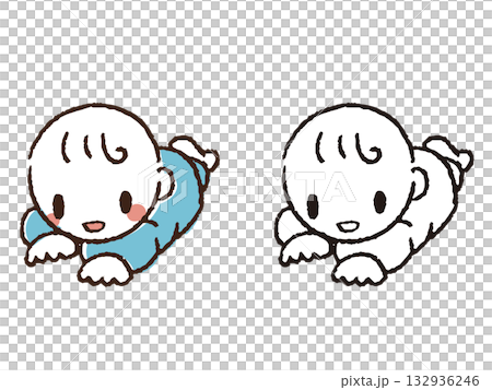 手描きのずり這い赤ちゃん 132936246