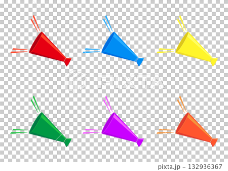 6色のメガホン 132936367